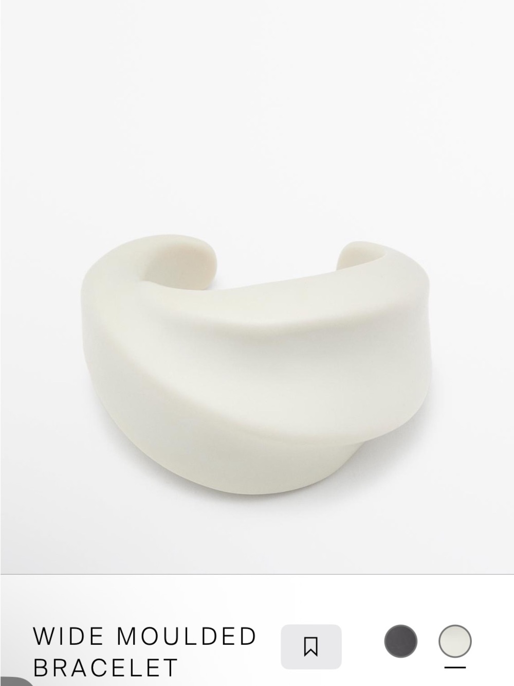 Massimo Dutti Wide Moulded open cuff/Bracelet in white.   New with pouch
